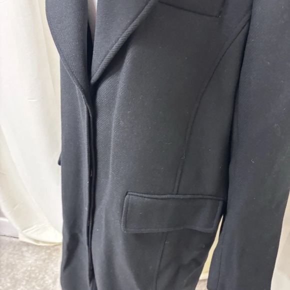 Zara NWT Square Shoulder Wool Woman’s Coat Black Size L - Picture 4 of 11